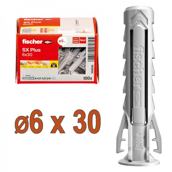 FISCHER SX Plus 6x30 Βύσμα γενικής χρήσης 568006 (100 τεμάχια)