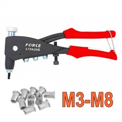 FORCE 678N260 Πριτσιναδόρος χειρός για πριτσίνια με σπείρωμα M3-M8
