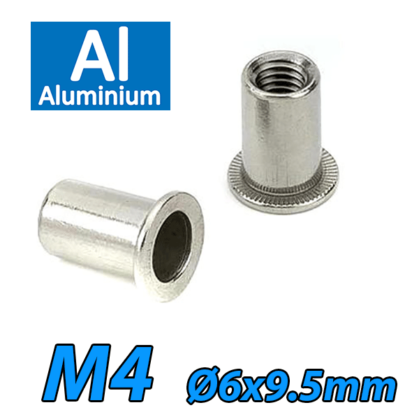 BRALO Πριτσίνι Αλουμινίου με σπείρωμα M4 (Ø6.0 X 11mm) 0302104006