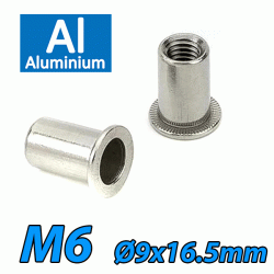 BRALO Πριτσίνι Αλουμινίου με σπείρωμα M6 (Ø9.0 X 16.5mm) 0302115007