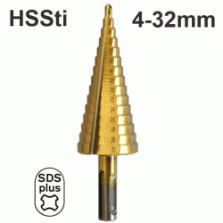 PASCO 004964 Τρυπάνι κωνικό κλιμακωτό - Step drill 4-32mm SDSplus
