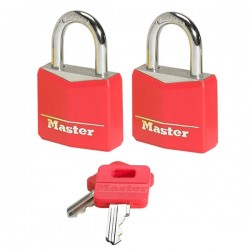 MASTERLOCK Λουκέτα κόκκινα 2 τεμάχια ίδιο κλειδί Νο20 (E9121003)