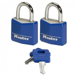 MASTERLOCK Λουκέτα μπλέ 2 τεμάχια ίδιο κλειδί Νο20 (E9121003)