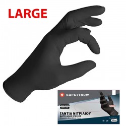 SAFETY NOW Γάντια νιτριλίου μαύρα μιας χρήσης Large 100 τεμάχια (323-SN-BLACK-L )