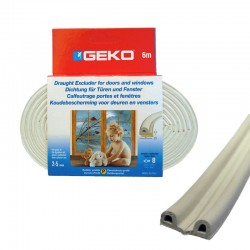 GEKO Pstrip Αεροστόπ λάστιχο τύπου P για πόρτες & παράθυρα Λευκό 9mm x 6m