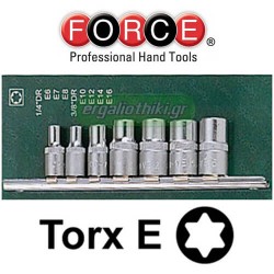 FORCE TOOLS 3074 Σειρά καρυδάκια E-torx 1/4" και 3/8" 