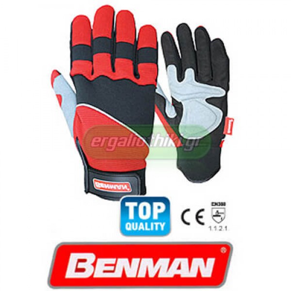 BENMAN TOOLS Γάντια υφασμάτινα με δερμάτινη ενίσχυση 