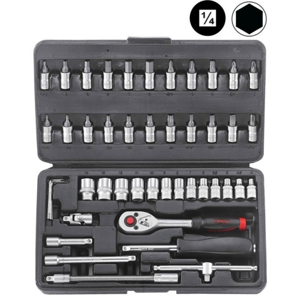 FORCE 2462 Σειρά Καρυδάκια Εξάγωνα 1/4" (46 τεμ)