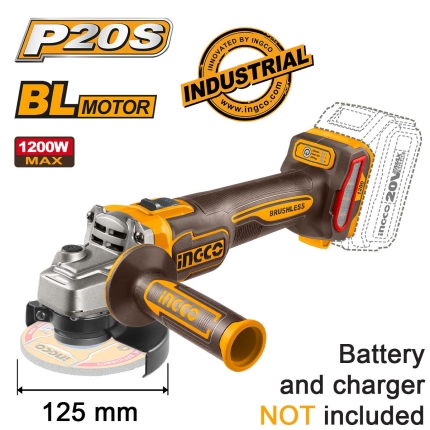 INGCO CAGLI221253 Γωνιακός Τροχός Μπαταρίας 125mm 20V Li-Ion SOLO