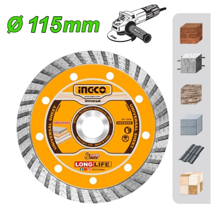 INGCO DMD031152 Διαμαντόδισκος Δομικών Υλικών Turbo Ø115mm
