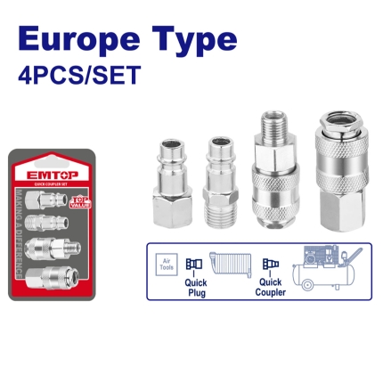 EMTOP EMQP4670 Σετ Ταχυσύνδεσμοι Αέρος 1/4″ (4 τεμ)